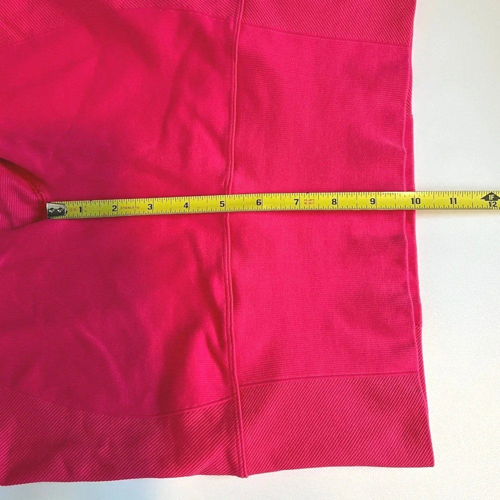 All in Motion Women L Biker Shorts Ribbed Seamless High Waisted Hot Pink Workout